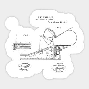 Self Binding Harvester Vintage Retro Patent Hand Drawing Funny Novelty Gift Sticker